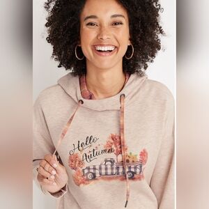 Maurices Hello Autumn Graphic Homeward Fleece Hoodie NWT Size Small
